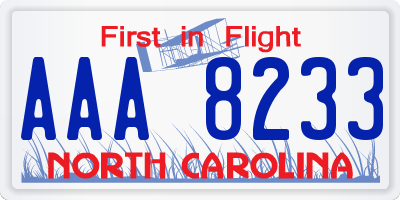 NC license plate AAA8233