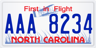 NC license plate AAA8234