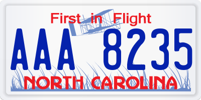 NC license plate AAA8235