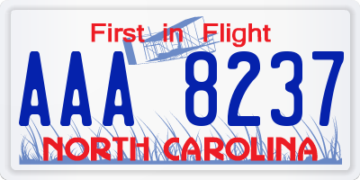 NC license plate AAA8237