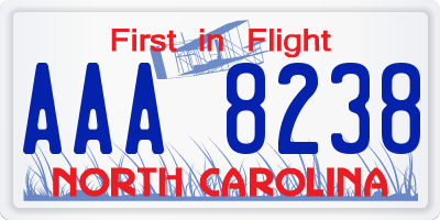 NC license plate AAA8238