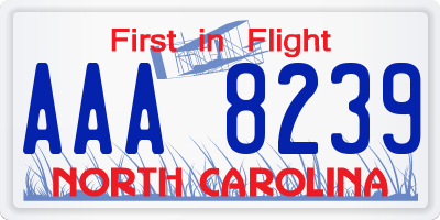 NC license plate AAA8239