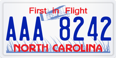 NC license plate AAA8242