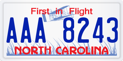 NC license plate AAA8243