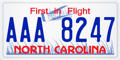 NC license plate AAA8247