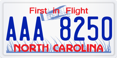 NC license plate AAA8250