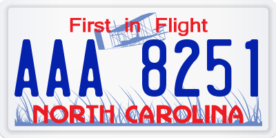 NC license plate AAA8251