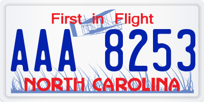 NC license plate AAA8253