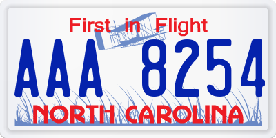 NC license plate AAA8254