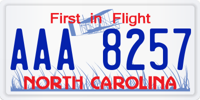 NC license plate AAA8257