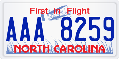 NC license plate AAA8259