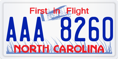 NC license plate AAA8260