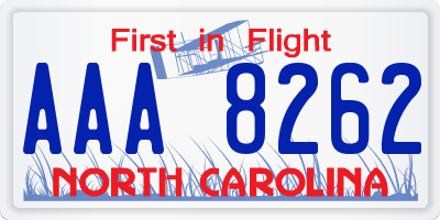 NC license plate AAA8262