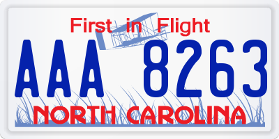 NC license plate AAA8263