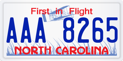 NC license plate AAA8265