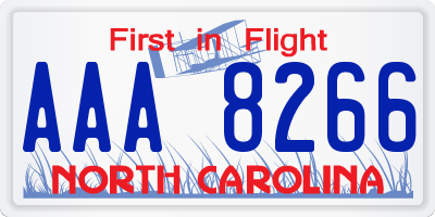 NC license plate AAA8266