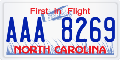 NC license plate AAA8269