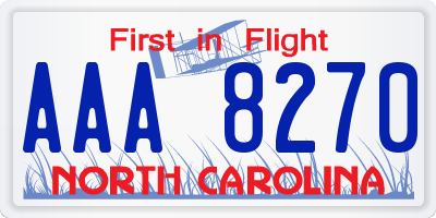 NC license plate AAA8270