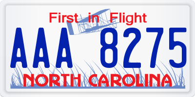 NC license plate AAA8275