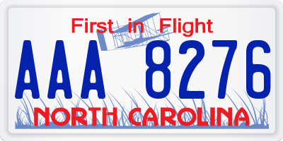 NC license plate AAA8276