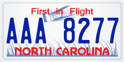 NC license plate AAA8277