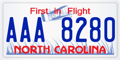 NC license plate AAA8280