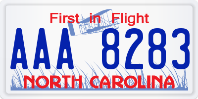 NC license plate AAA8283