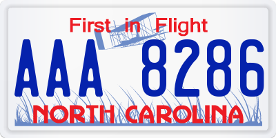 NC license plate AAA8286