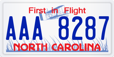 NC license plate AAA8287