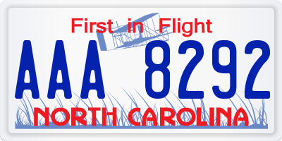 NC license plate AAA8292