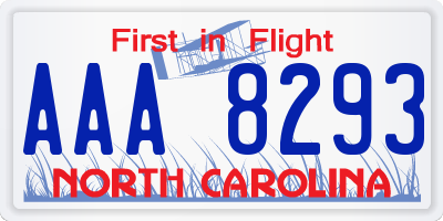 NC license plate AAA8293