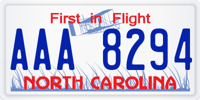 NC license plate AAA8294