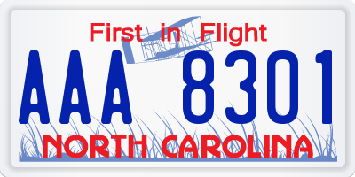 NC license plate AAA8301