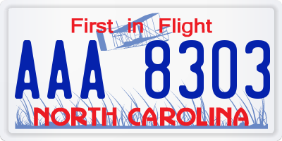 NC license plate AAA8303