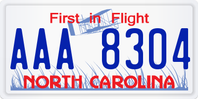 NC license plate AAA8304