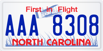 NC license plate AAA8308