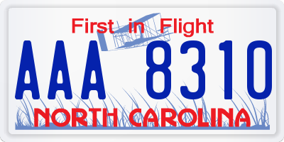 NC license plate AAA8310