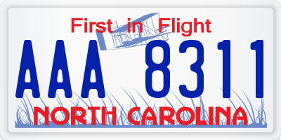 NC license plate AAA8311