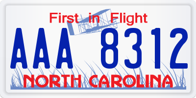 NC license plate AAA8312