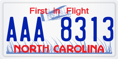 NC license plate AAA8313