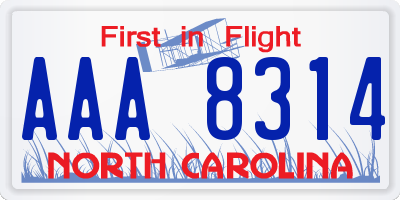 NC license plate AAA8314