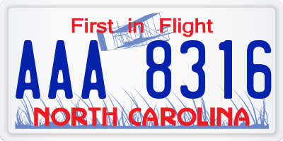 NC license plate AAA8316