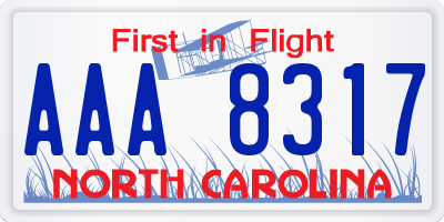 NC license plate AAA8317