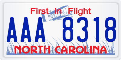 NC license plate AAA8318