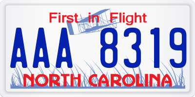 NC license plate AAA8319