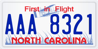 NC license plate AAA8321