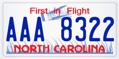 NC license plate AAA8322