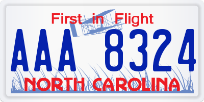 NC license plate AAA8324