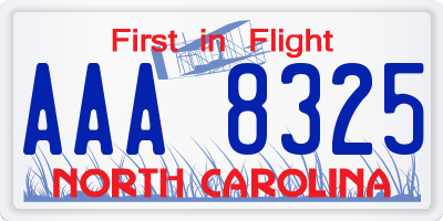 NC license plate AAA8325