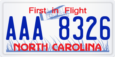 NC license plate AAA8326